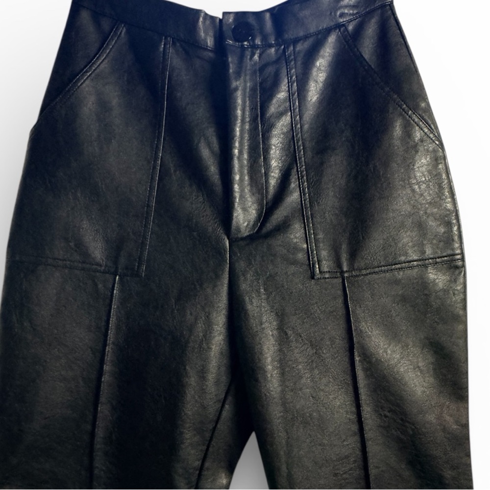 Princess Polly Encore Black Vegan Faux Leather Straight Leg - Picture 3 of 6